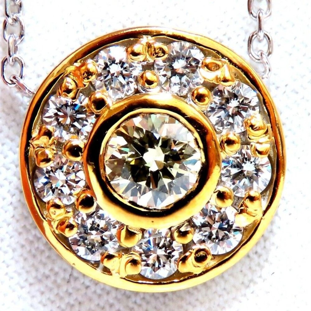 GIA Certified .55ct Diamond Cluster Necklace Circular Revolver*